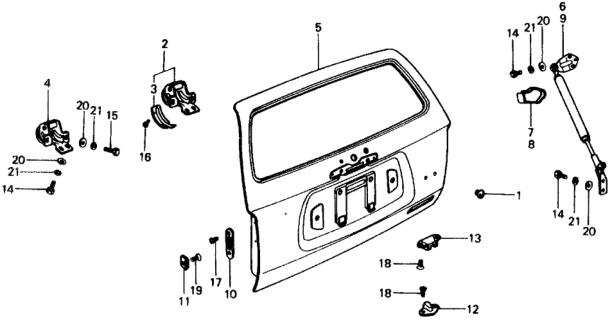 1976 Honda Civic Tailgate Assy. Diagram for 85200-663-670ZZ