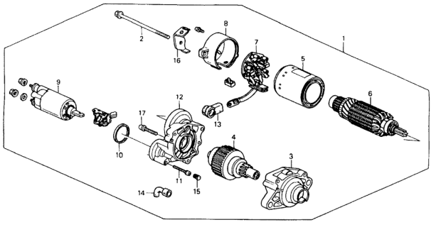 1993 Honda Accord 2 Door LX KA 5MT Starter Motor (Mitsuba) Diagram