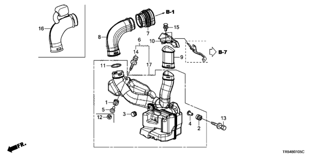 2013 Honda Civic Tube B, Air Inlet Diagram for 17252-R9A-A00