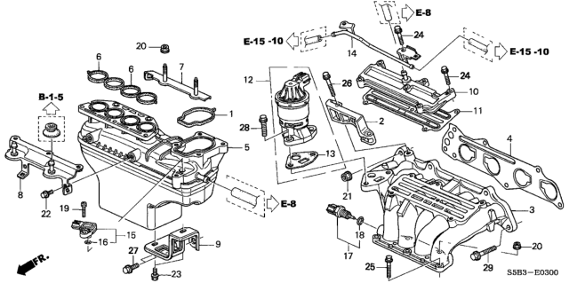 2003 Honda Civic Valve Set, EGR Diagram for 18011-PWA-040