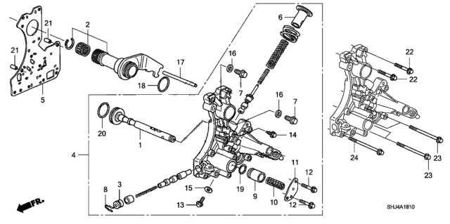 2008 Honda Odyssey 5 Door EXL-T (PAX) KA 5AT AT Regulator Body Diagram