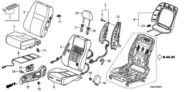 2010 Honda Civic Front Seat (Passenger Side) Diagram