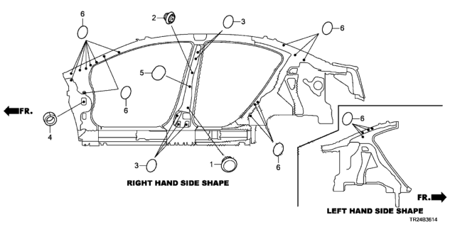 2014 Honda Civic 4 Door MX KL CVT Grommet (Side) Diagram