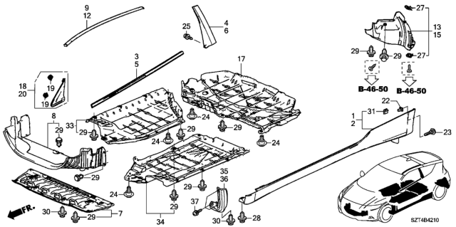 2011 Honda CR-Z Garnish Assy., L. Side Sill *NH642M* (STORM SILVER METALLIC) Diagram for 71850-SZT-G01ZD