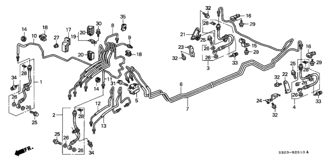 1998 Honda Prelude Hose Set, Left Front Brake Diagram for 01465-S30-000