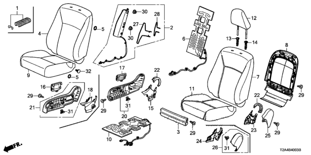 2013 Honda Accord Front Seat (Right) (Tachi-S/Setex/TTM) Diagram