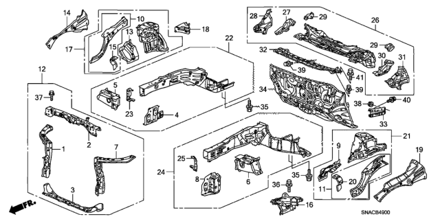 2011 Honda Civic Front Bulkhead - Dashboard Diagram