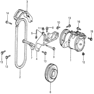 1982 Honda Accord Belt, Compressor (Mitsubishi) Diagram for 38920-PC1-003