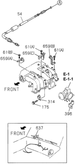 1997 Honda Passport Clip, Accelerator Control Cable Diagram for 8-97126-301-1