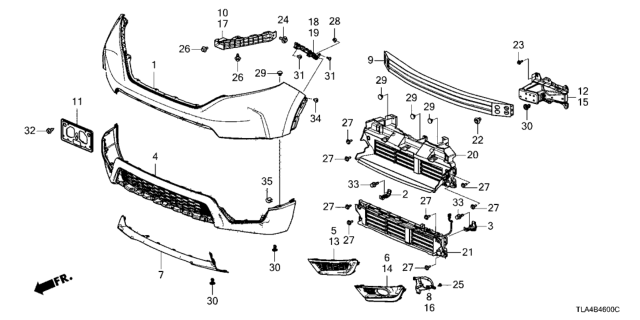 2018 Honda CR-V Front Bumper Diagram