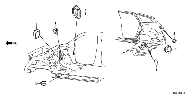 2021 Honda Passport Grommet Diagram 3