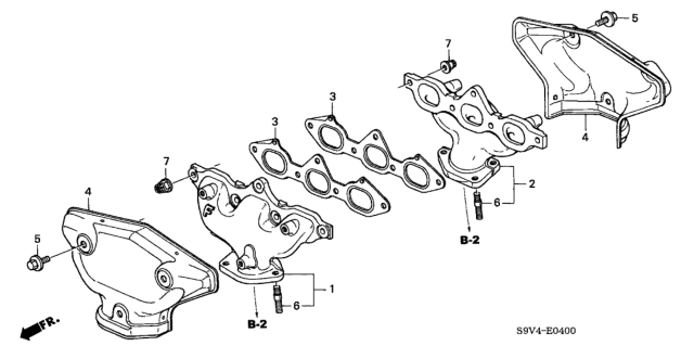 2004 Honda Pilot Manifold Assembly, Front Exhuast Diagram for 18000-P8E-L00