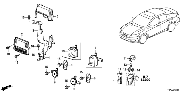 2017 Honda Accord Electronic Control U Diagram for 37820-5G0-A05