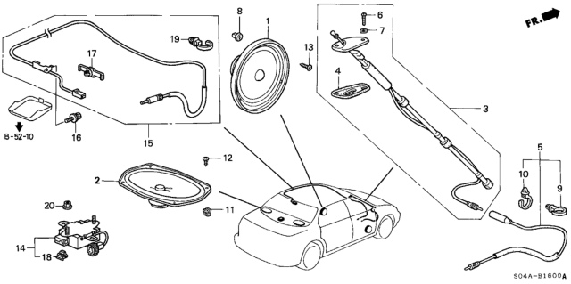 1999 Honda Civic Feeder, Antenna Diagram for 39160-S52-A01