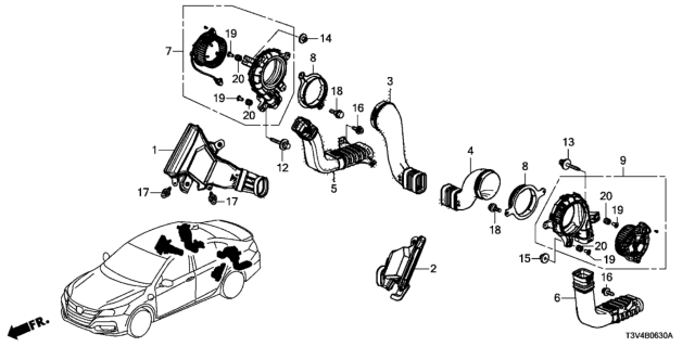 2014 Honda Accord Duct Assy., R. Battery Fan Outlet Diagram for 1J670-5K0-003