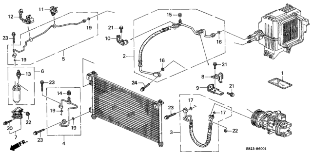 1998 Honda Accord A/C Hoses - Pipes (V6) Diagram