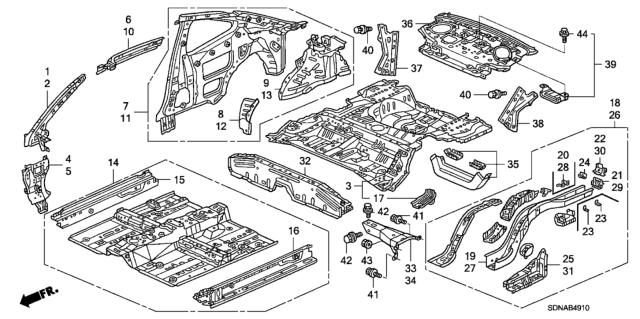 2007 Honda Accord Frame Comp,L RR Diagram for 65660-SDP-305ZZ