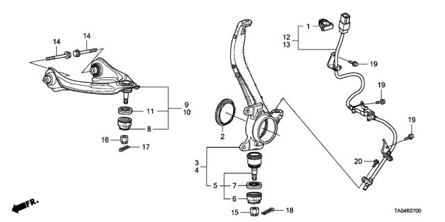 2008 Honda Accord Sensor Assembly, Front Diagram for 57455-TA0-H01