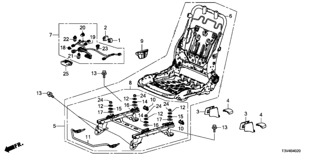 2014 Honda Accord Front Seat Components (Passenger Side) Diagram