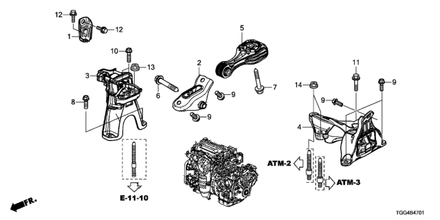 2017 Honda Civic Bracket,Torquerod Lw Diagram for 50690-TBC-A01