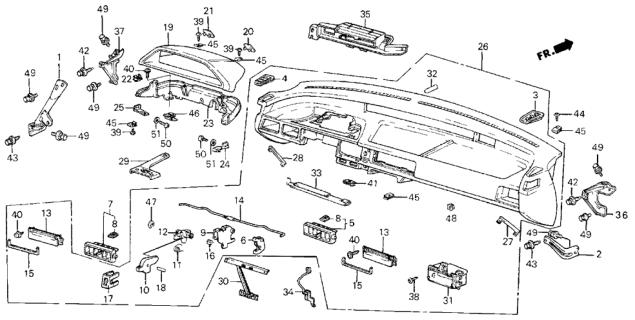 1985 Honda Civic 3 Door ** (1300) KH 4MT Instrument Panel Diagram
