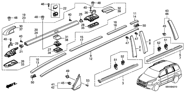 2008 Honda Pilot 5 Door EX (2WD) KA 5AT Molding Diagram