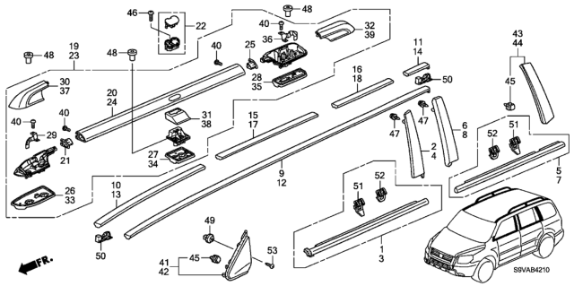 2008 Honda Pilot Molding Diagram