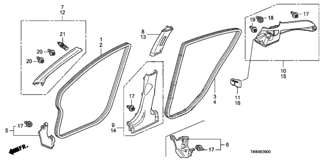 2012 Honda Insight Seal, L. RR. Door Opening *NH686L* (QP LIGHT WARM GRAY) Diagram for 72855-TM8-A01ZA