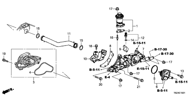2020 Honda Ridgeline 4 Door RTL (-E) KA 9AT Water Pump Diagram