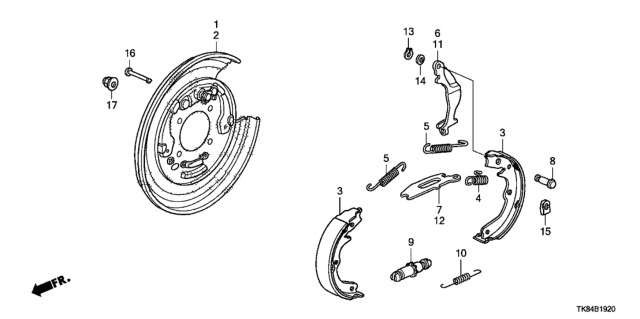 2011 Honda Odyssey Shoe, Parking Brake Diagram for 43154-TK8-A01