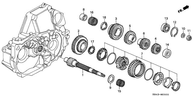 1998 Honda Accord MT Countershaft Diagram