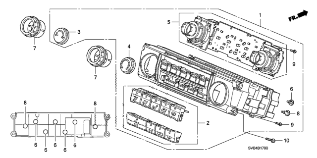 2010 Honda Civic Control Assy., Heater *NH608L* (UH GUN METALLIC) Diagram for 79500-SVA-A02ZA