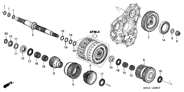 2004 Honda Pilot 5 Door EXL (RES) KA 5AT AT Secondary Shaft Diagram