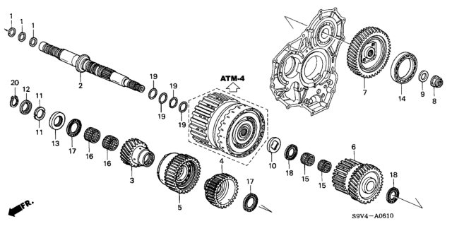 2004 Honda Pilot AT Secondary Shaft Diagram