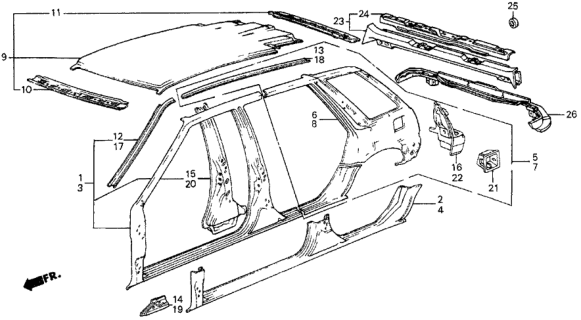 1985 Honda Civic Outer Panel Diagram