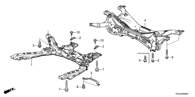 2021 Honda Civic Front Sub Frame - Rear Beam Diagram