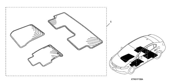 2013 Honda Civic All Season Floor Mats (Black) Diagram