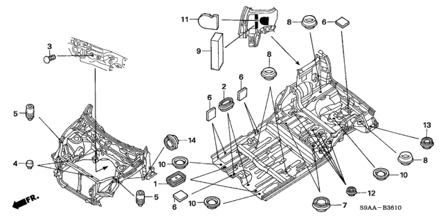 2006 Honda CR-V Grommet (Front) Diagram