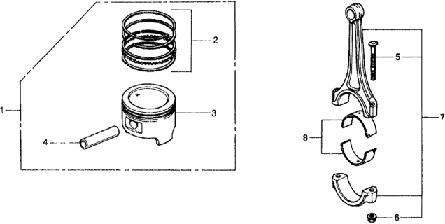 1977 Honda Civic 5 Door ** KL HMT Piston - Connecting Rod Diagram