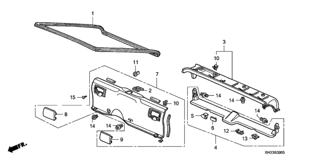 1990 Honda CRX 2 Door HF KH 5MT Rear Panel Lining Diagram