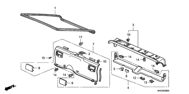 1990 Honda CRX Rear Panel Lining Diagram