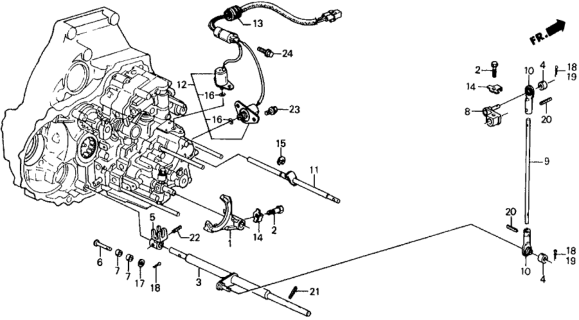1991 Honda Civic AT Change Rod 4WD Diagram