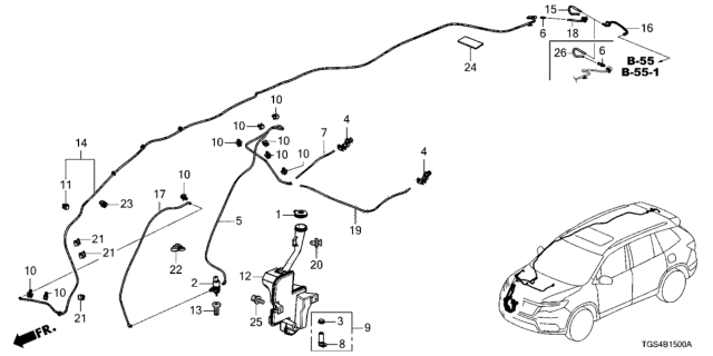2020 Honda Passport 5 Door EXL (2WD) KA 9AT Windshield Washer Diagram