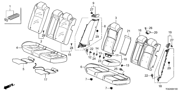 2021 Honda Civic Armrest Assembly, Rear Seat Center (Cashmere Ivory) Diagram for 82180-TGG-A41ZC