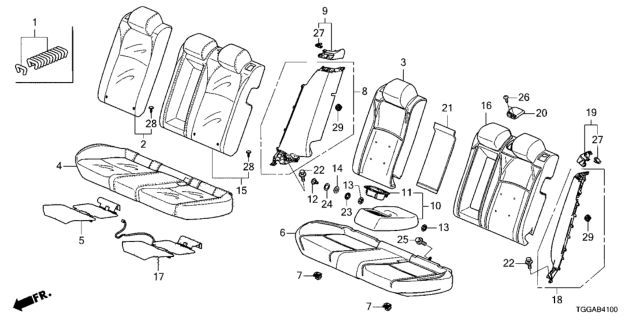 2021 Honda Civic 5 Door EX KA CVT Rear Seat Diagram