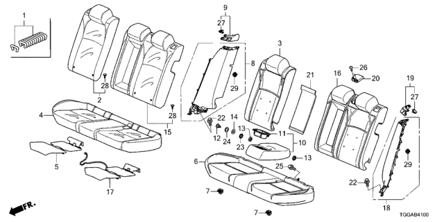 2021 Honda Civic Cover, Right Rear Seat-Back Trim (Type U) Diagram for 82121-TGG-A31ZJ