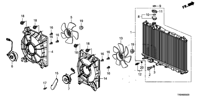 2012 Honda Civic Radiator (Denso) Diagram for 19010-R1B-A51