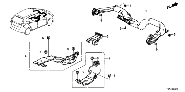 2016 Honda Fit Duct Assy., R. RR. Heater Diagram for 83331-TD4-J00