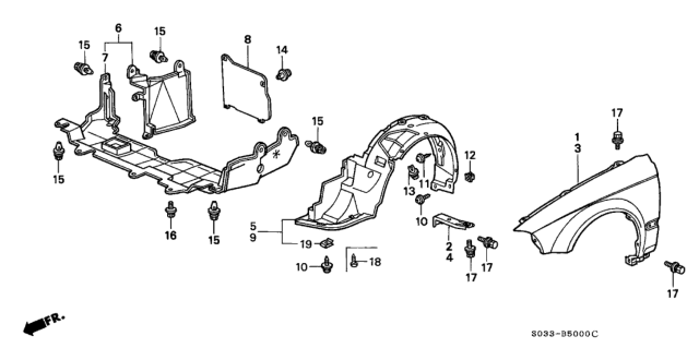 1996 Honda Civic Front Fender Diagram