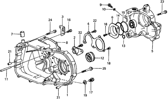 1978 Honda Civic HMT Transmission Housing Diagram